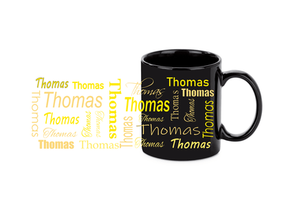 Personalisierte schwarze Keramik Tasse mit deinem Namen_0029T - Herz Jesu