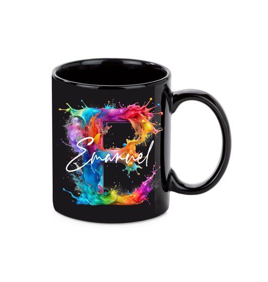 Personalisierte schwarze Keramik Tasse mit deinem Namen Regenbogen_0009T - Herz Jesu