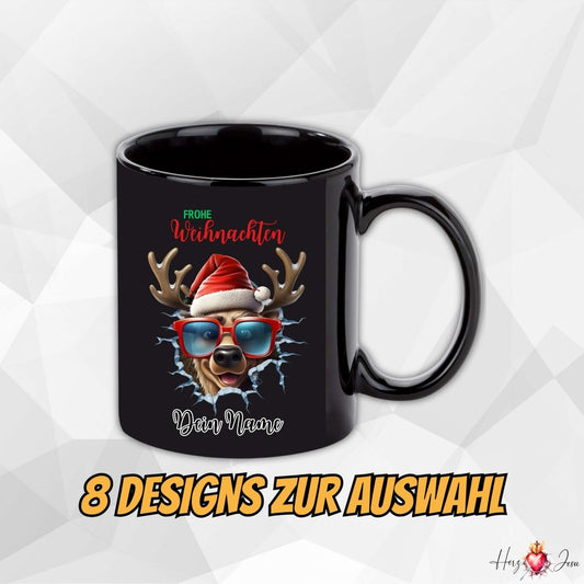 Personalisierte schwarze Keramik Weihnachtstasse mit deinem Namen Weihnachtsgeschenk_0096T - Herz Jesu