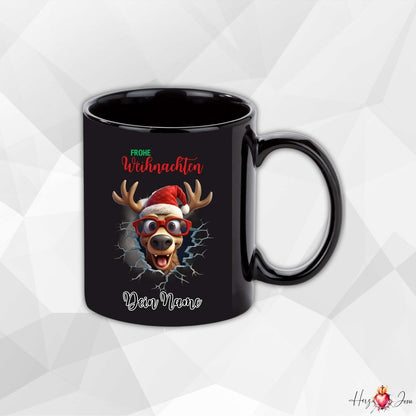 Personalisierte schwarze Keramik Weihnachtstasse mit deinem Namen Weihnachtsgeschenk_0096T - Herz Jesu