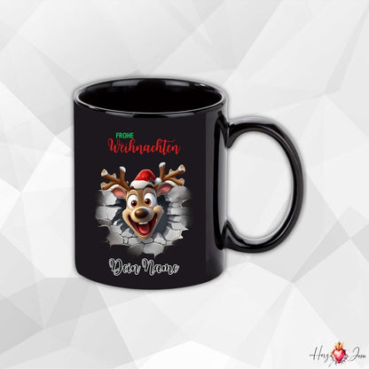 Personalisierte schwarze Keramik Weihnachtstasse mit deinem Namen Weihnachtsgeschenk_0096T - Herz Jesu