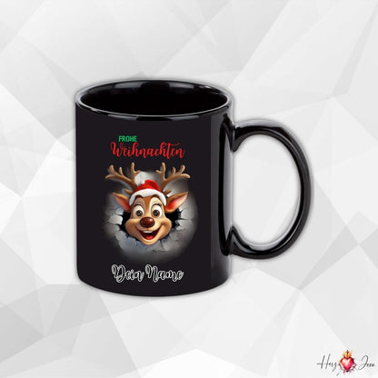 Personalisierte schwarze Keramik Weihnachtstasse mit deinem Namen Weihnachtsgeschenk_0096T - Herz Jesu
