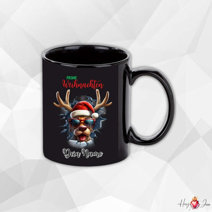 Personalisierte schwarze Keramik Weihnachtstasse mit deinem Namen Weihnachtsgeschenk_0096T - Herz Jesu