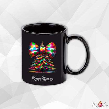 Personalisierte schwarze Keramik Weihnachtstasse mit deinem Namen Weihnachtsgeschenk_0097T - Herz Jesu