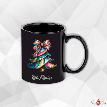 Personalisierte schwarze Keramik Weihnachtstasse mit deinem Namen Weihnachtsgeschenk_0097T - Herz Jesu