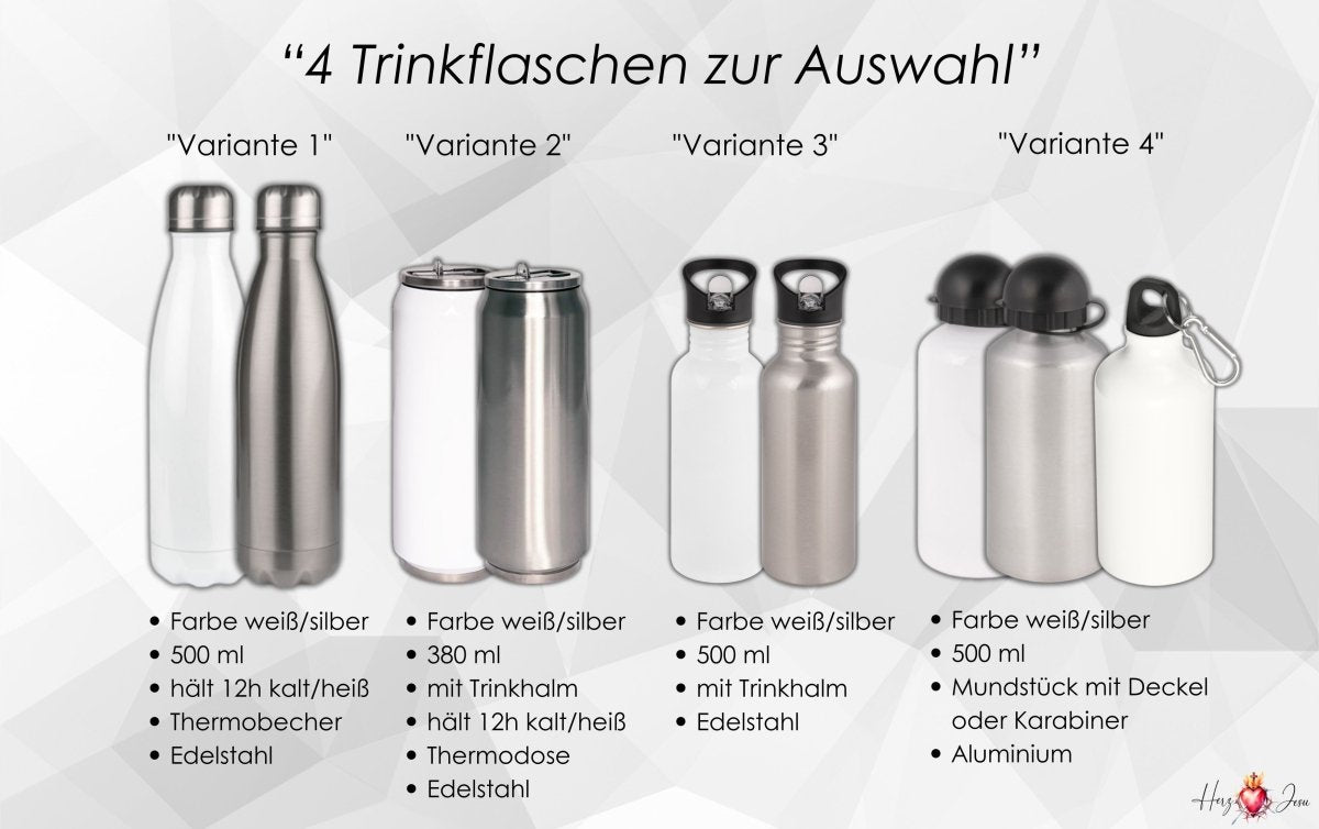 Personalisierte Trinkflasche Logo Werbeartikel Wappen Wasserflasche Fotogeschenke_0007E - Herz Jesu