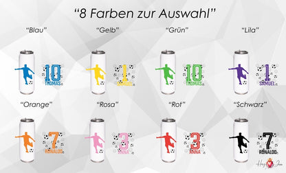 Personalisierte Trinkflasche mit Namen Fußball Thermobecher Geburtstag _0010E - Herz Jesu