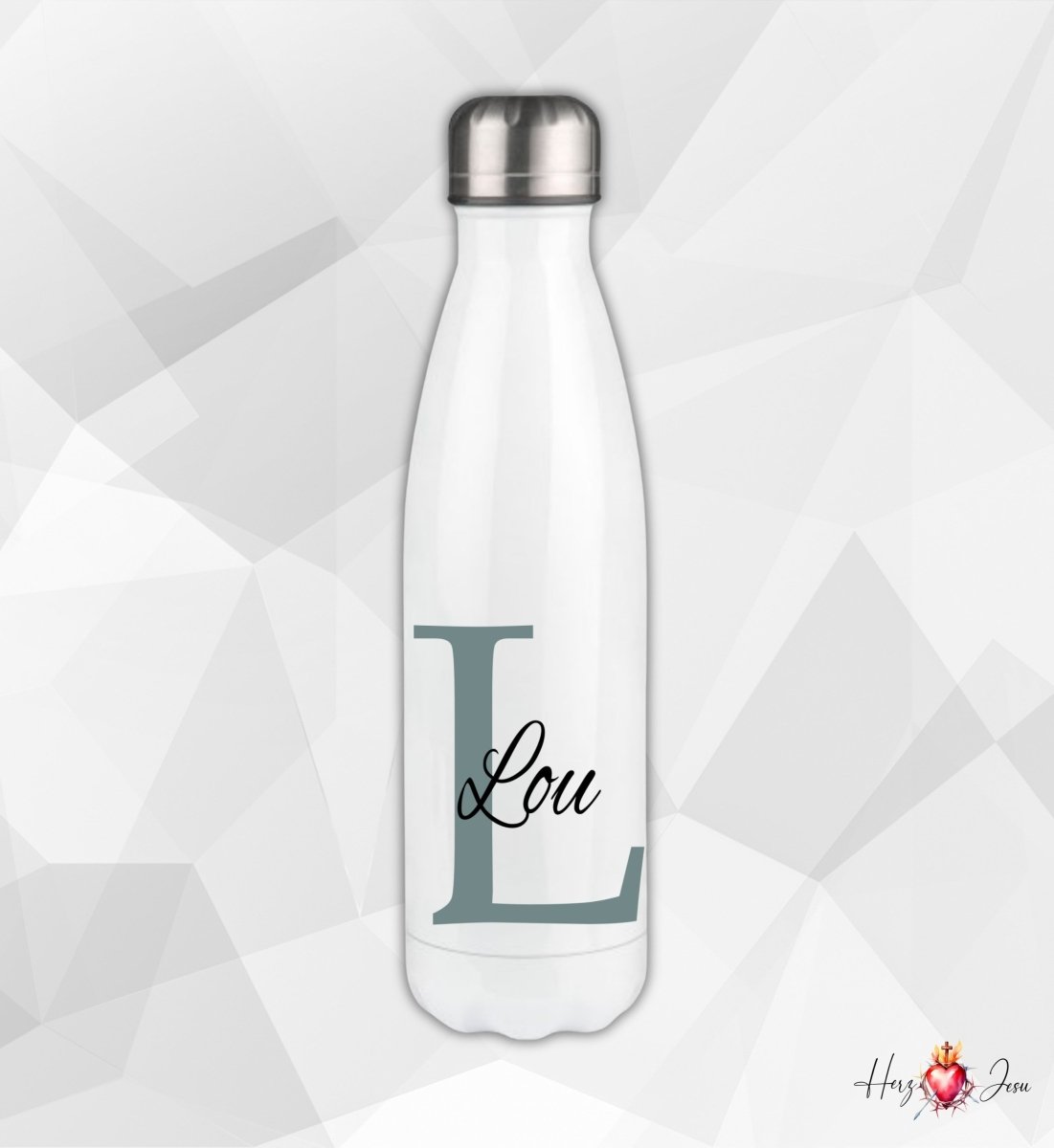 Personalisierte Trinkflasche mit Namen Schule Thermobecher Geburtstag _0002E - Herz Jesu