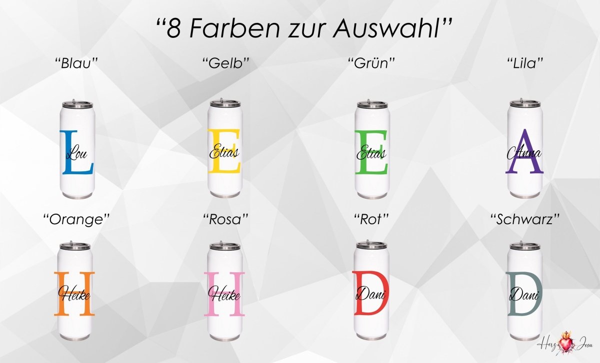 Personalisierte Trinkflasche mit Namen Schule Thermobecher Geburtstag _0002E - Herz Jesu