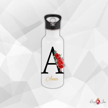 Personalisierte Trinkflasche mit Namen Thermobecher Blumen Geburtstag Geschenkidee_0013E - Herz Jesu