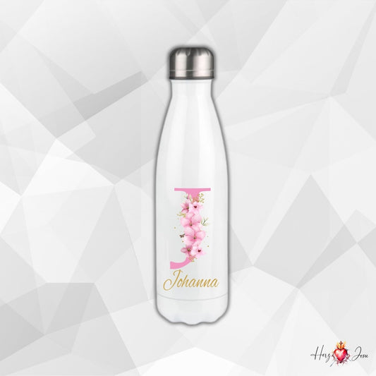Personalisierte Trinkflasche mit Namen Thermobecher Blumen Geburtstag Geschenkidee_0013E - Herz Jesu