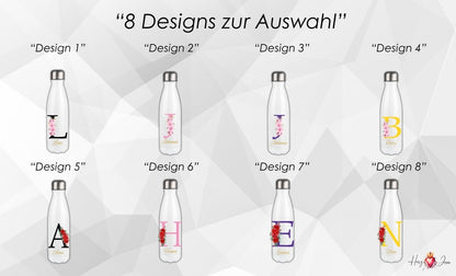 Personalisierte Trinkflasche mit Namen Thermobecher Blumen Geburtstag Geschenkidee_0013E - Herz Jesu
