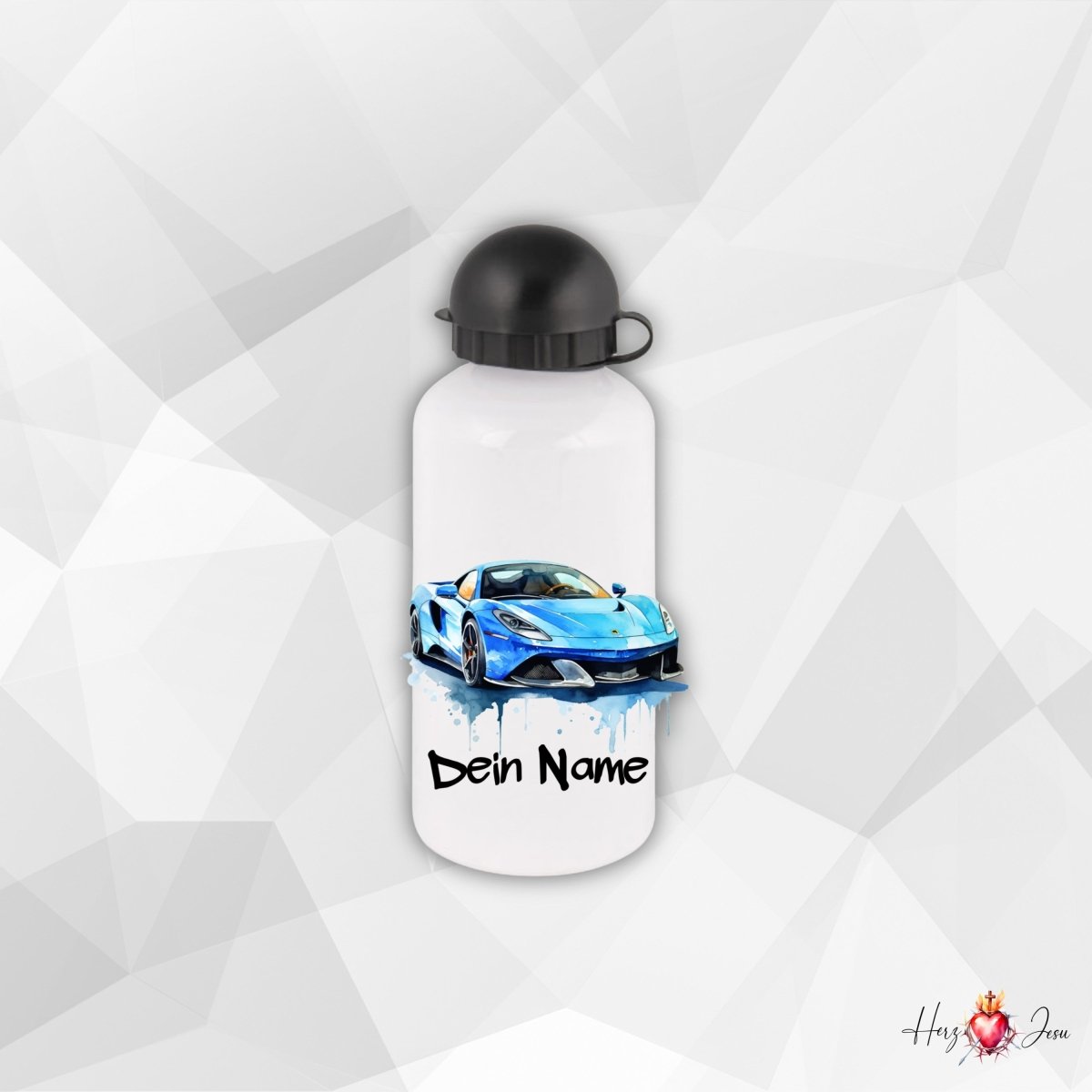 Personalisierte Trinkflasche mit Namen Thermobecher Geburtstag Auto_0021E - Herz Jesu