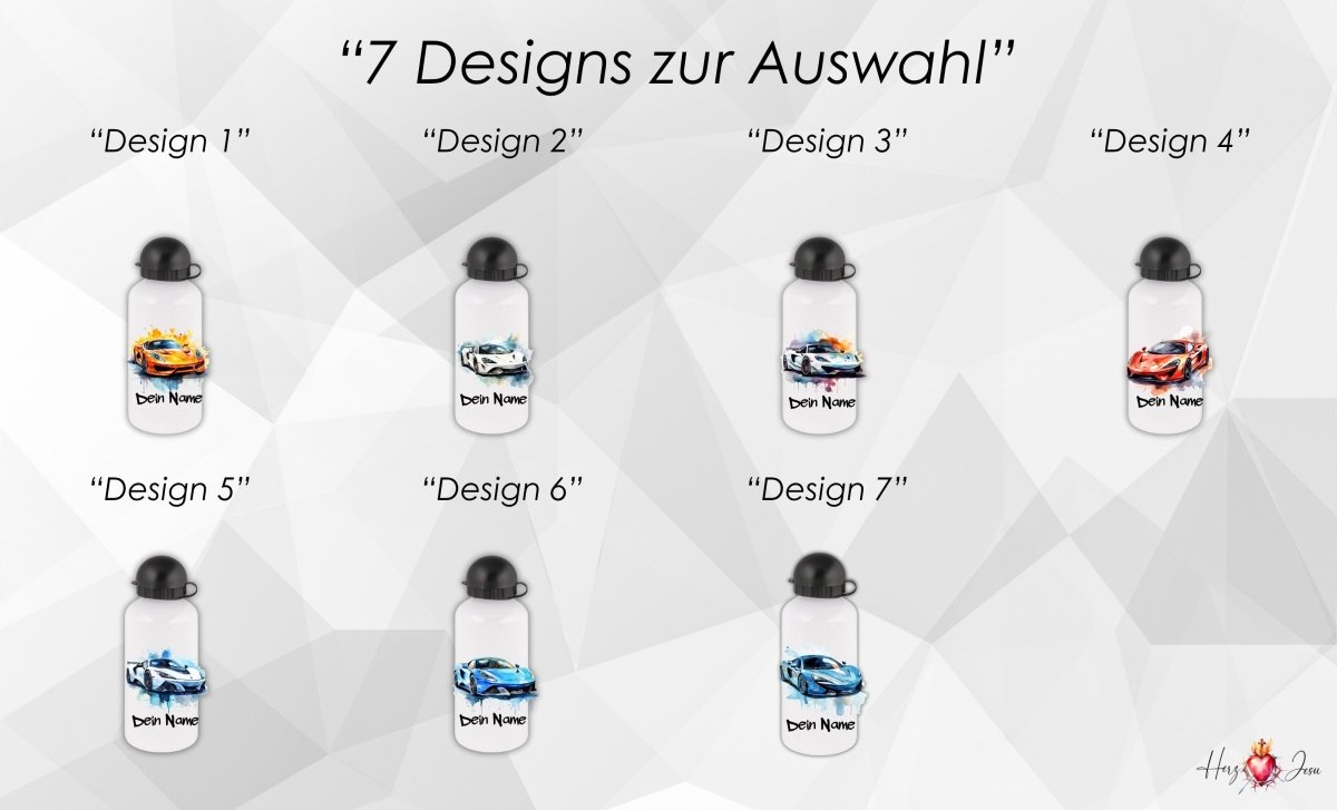 Personalisierte Trinkflasche mit Namen Thermobecher Geburtstag Auto_0021E - Herz Jesu