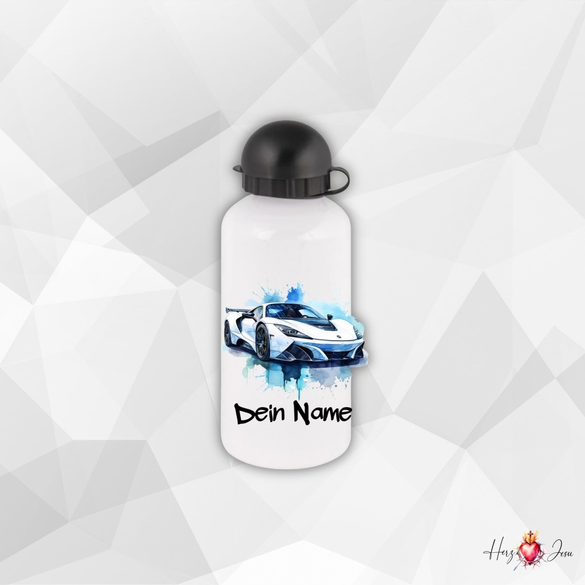 Personalisierte Trinkflasche mit Namen Thermobecher Geburtstag Auto_0021E - Herz Jesu