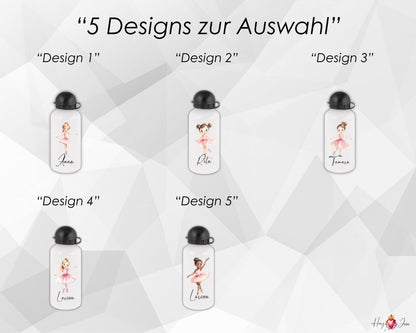Personalisierte Trinkflasche mit Namen Thermobecher Geburtstag Ballerina_0031E - Herz Jesu