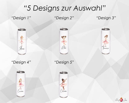 Personalisierte Trinkflasche mit Namen Thermobecher Geburtstag Ballerina_0031E - Herz Jesu