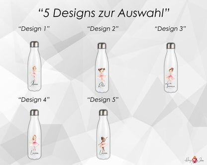 Personalisierte Trinkflasche mit Namen Thermobecher Geburtstag Ballerina_0031E - Herz Jesu