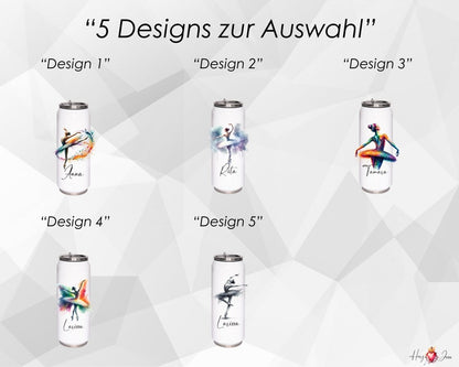 Personalisierte Trinkflasche mit Namen Thermobecher Geburtstag Ballerina_0032E - Herz Jesu