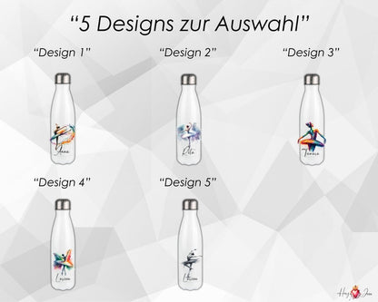 Personalisierte Trinkflasche mit Namen Thermobecher Geburtstag Ballerina_0032E - Herz Jesu