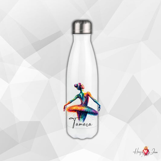 Personalisierte Trinkflasche mit Namen Thermobecher Geburtstag Ballerina_0032E - Herz Jesu