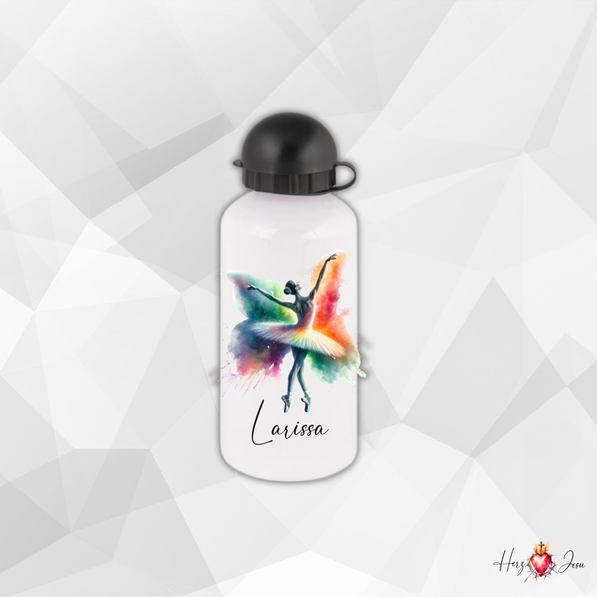 Personalisierte Trinkflasche mit Namen Thermobecher Geburtstag Ballerina_0032E - Herz Jesu