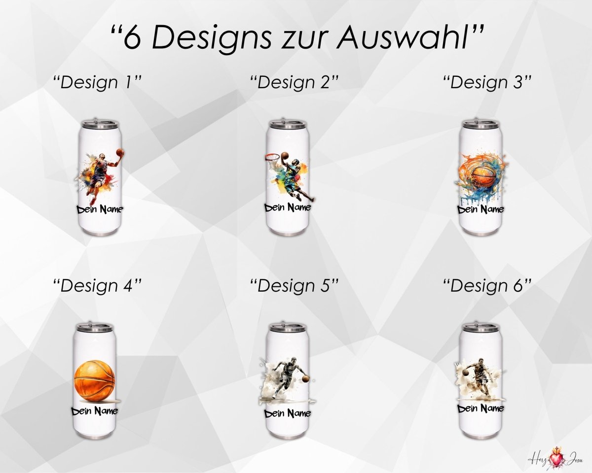 Personalisierte Trinkflasche mit Namen Thermobecher Geburtstag Basketball_0018E - Herz Jesu
