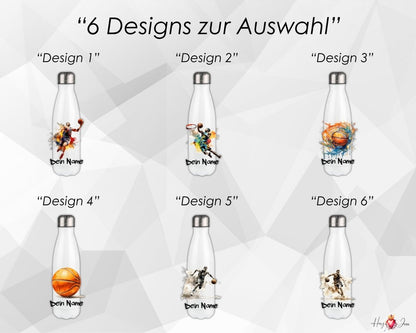 Personalisierte Trinkflasche mit Namen Thermobecher Geburtstag Basketball_0018E - Herz Jesu
