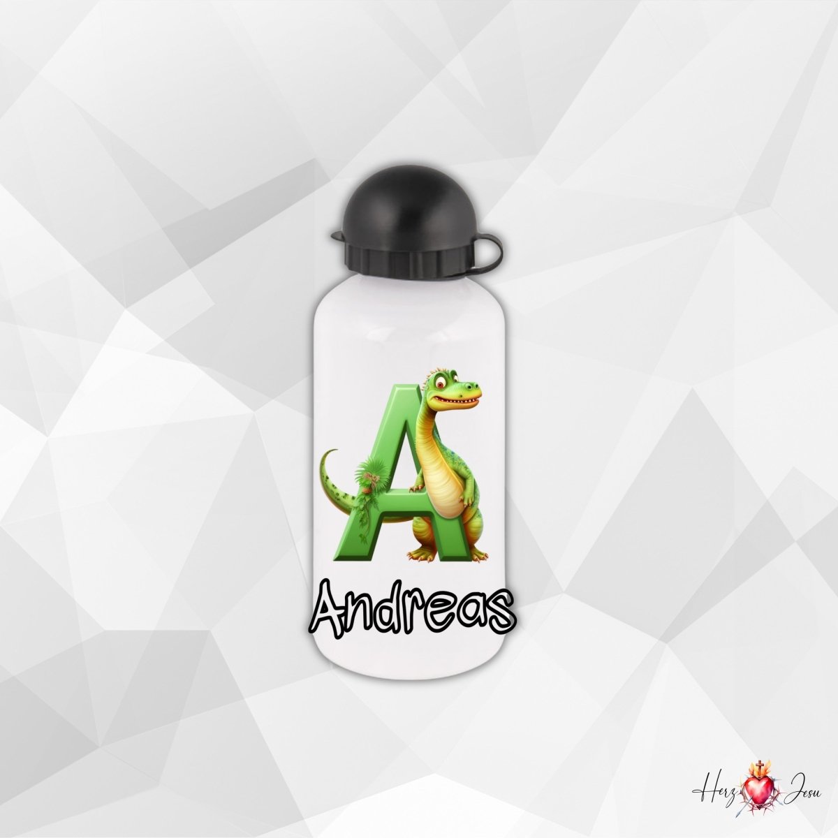 Personalisierte Trinkflasche mit Namen Thermobecher Geburtstag Dinosaurier_0022E - Herz Jesu