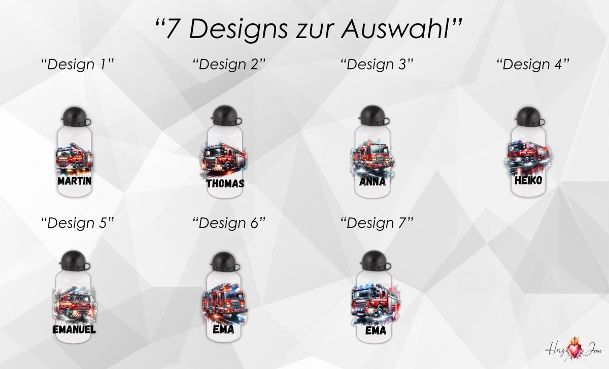 Personalisierte Trinkflasche mit Namen Thermobecher Geburtstag Feuerwehr_0028E - Herz Jesu