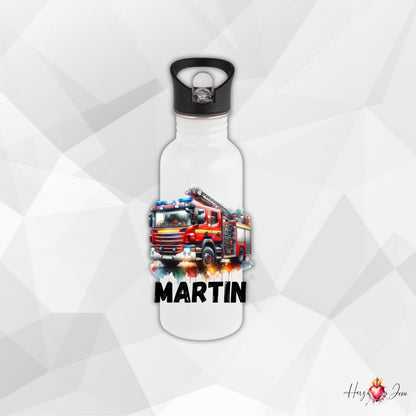 Personalisierte Trinkflasche mit Namen Thermobecher Geburtstag Feuerwehr_0028E - Herz Jesu
