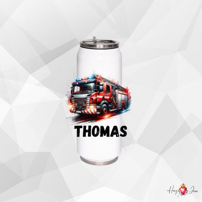 Personalisierte Trinkflasche mit Namen Thermobecher Geburtstag Feuerwehr_0028E - Herz Jesu