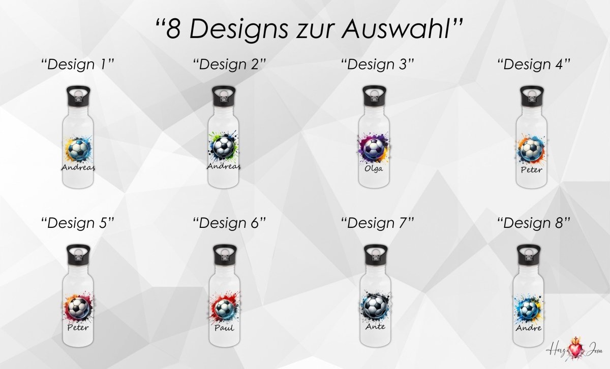 Personalisierte Trinkflasche mit Namen Thermobecher Geburtstag Fußball_0006E - Herz Jesu