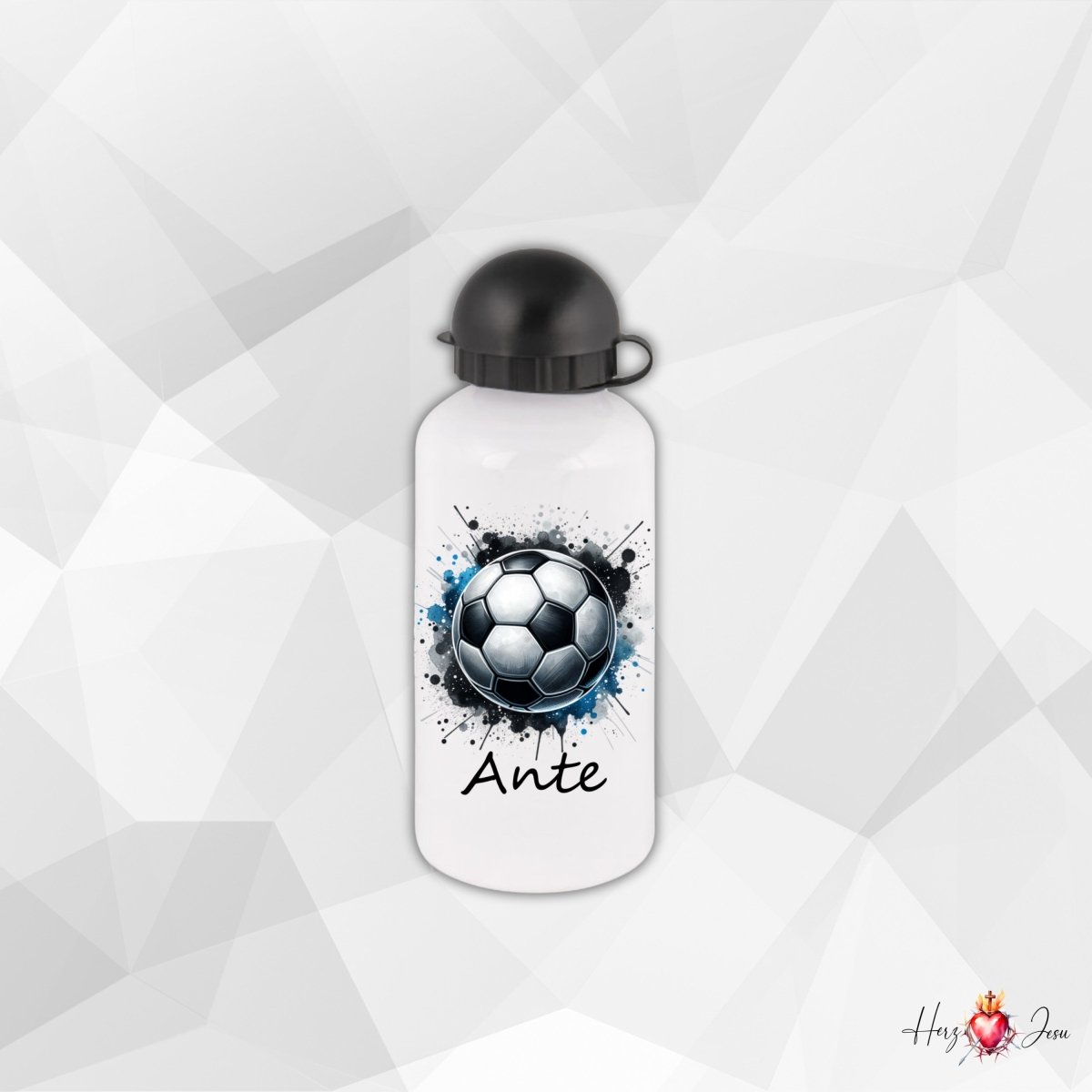 Personalisierte Trinkflasche mit Namen Thermobecher Geburtstag Fußball_0006E - Herz Jesu