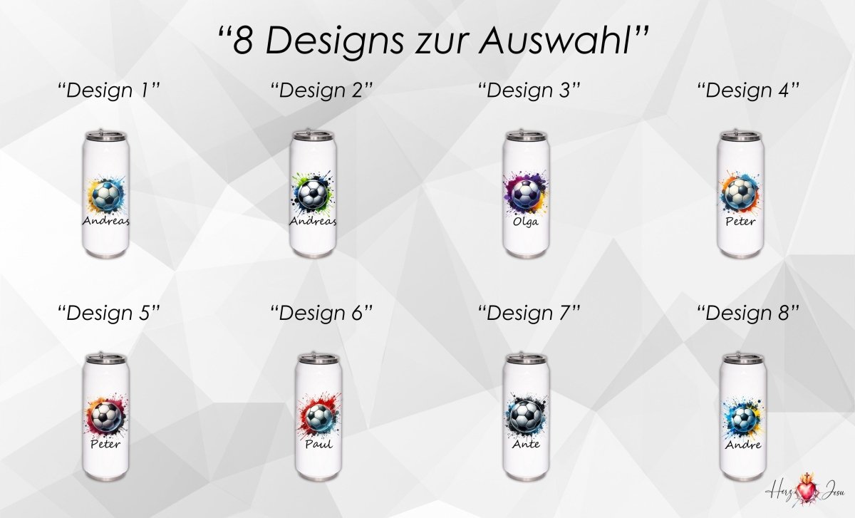 Personalisierte Trinkflasche mit Namen Thermobecher Geburtstag Fußball_0006E - Herz Jesu