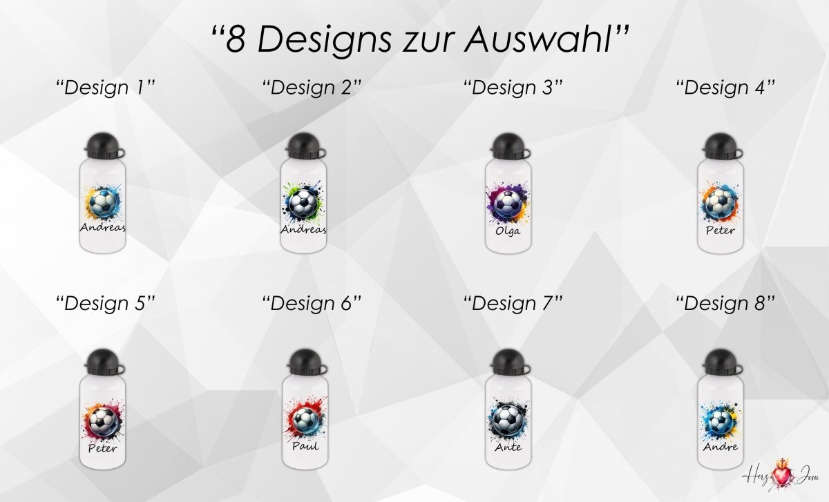 Personalisierte Trinkflasche mit Namen Thermobecher Geburtstag Fußball_0006E - Herz Jesu