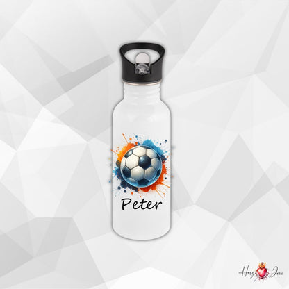 Personalisierte Trinkflasche mit Namen Thermobecher Geburtstag Fußball_0006E - Herz Jesu