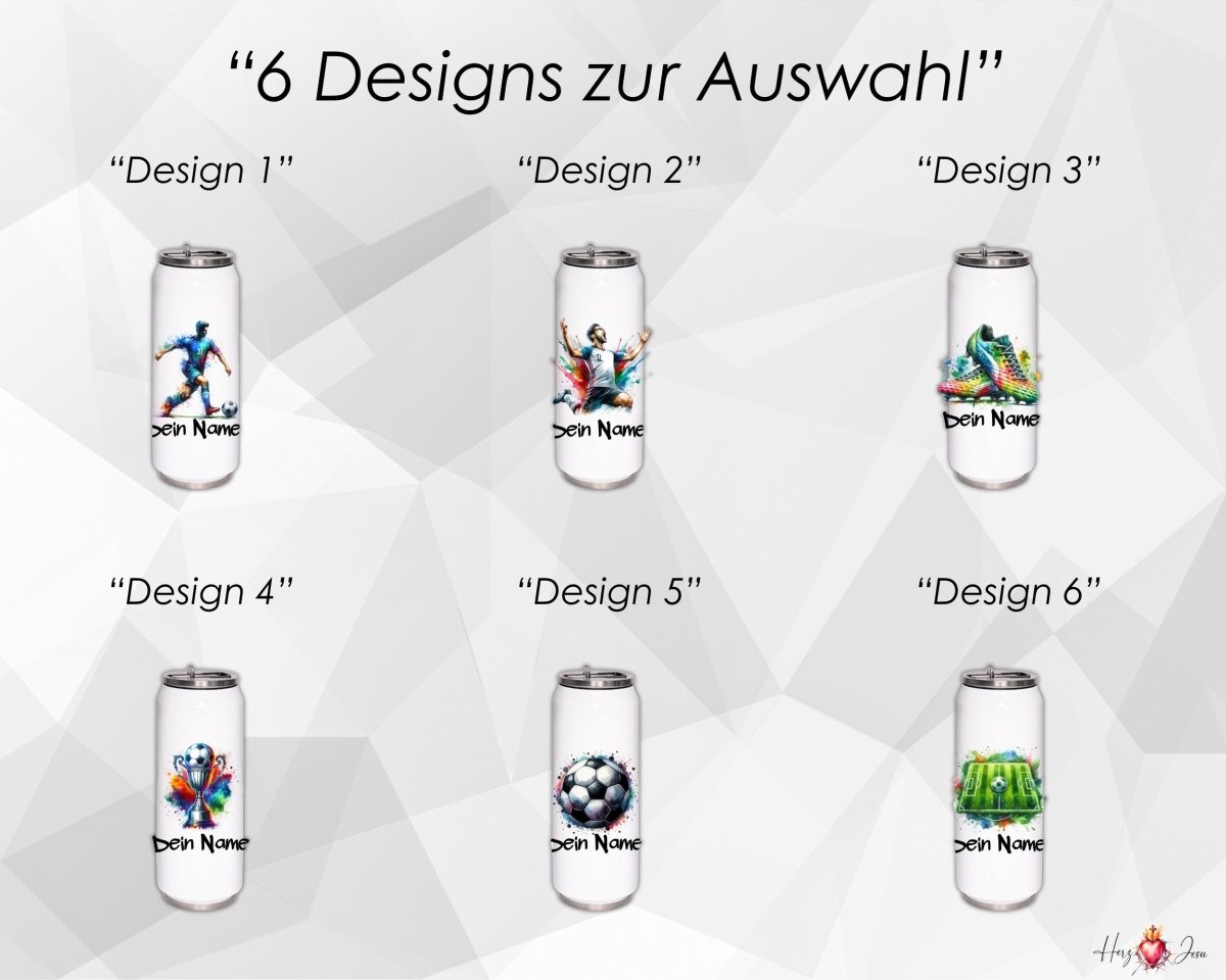 Personalisierte Trinkflasche mit Namen Thermobecher Geburtstag Fußball_0019E - Herz Jesu