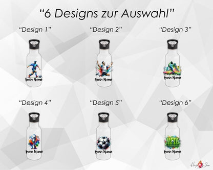 Personalisierte Trinkflasche mit Namen Thermobecher Geburtstag Fußball_0019E - Herz Jesu