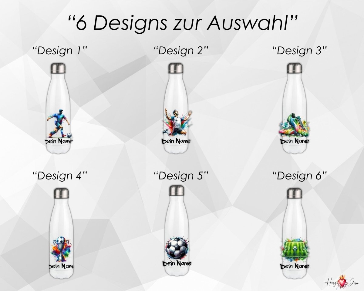 Personalisierte Trinkflasche mit Namen Thermobecher Geburtstag Fußball_0019E - Herz Jesu