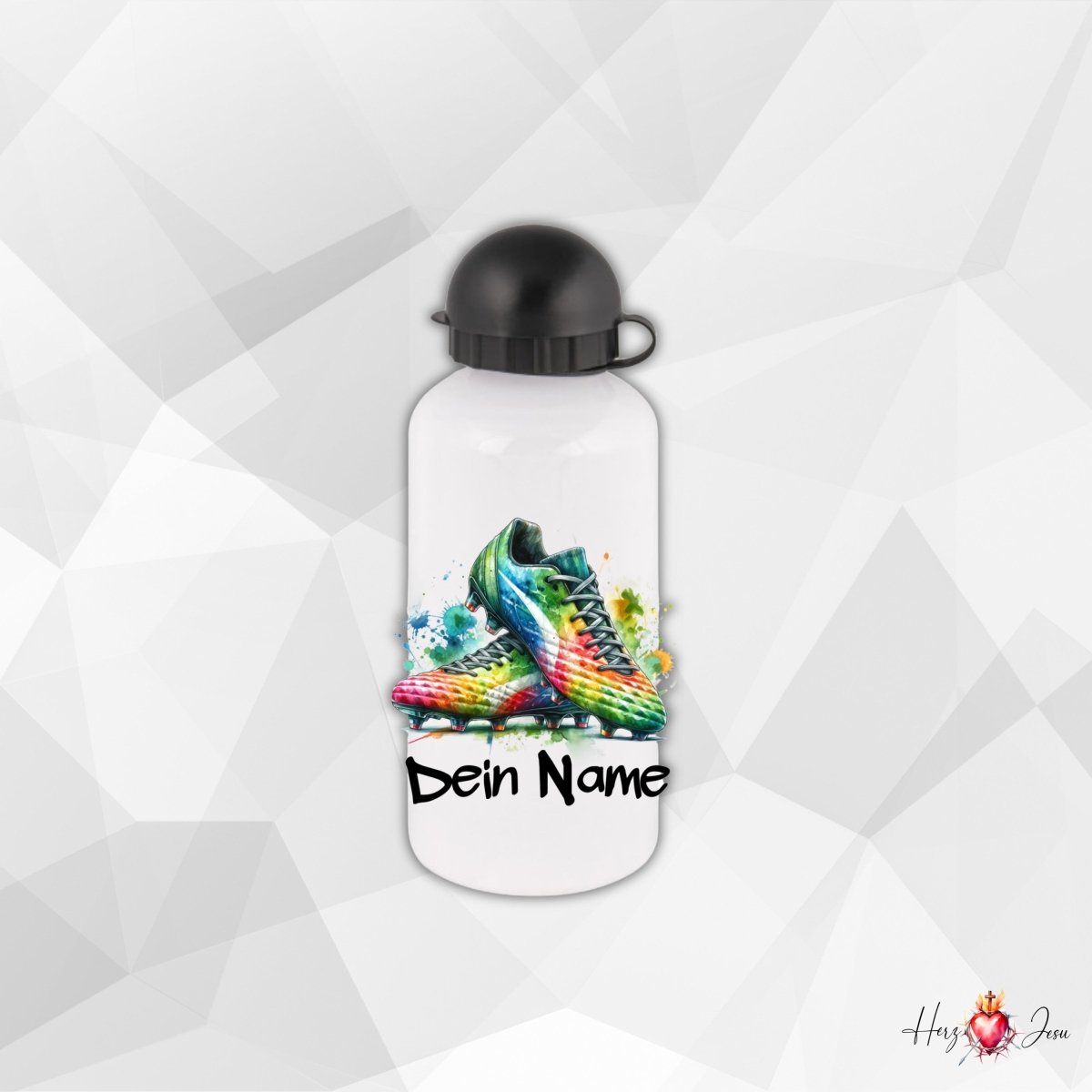 Personalisierte Trinkflasche mit Namen Thermobecher Geburtstag Fußball_0019E - Herz Jesu