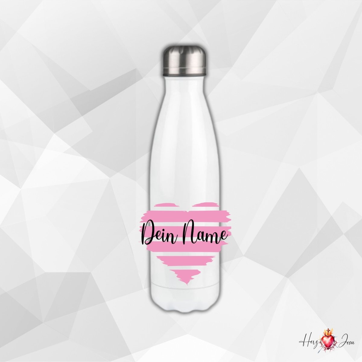 Personalisierte Trinkflasche mit Namen Thermobecher Geburtstag Herz_0009E - Herz Jesu