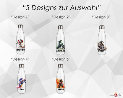 Personalisierte Trinkflasche mit Namen Thermobecher Geburtstag Motorcross_0030E - Herz Jesu