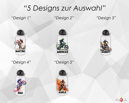 Personalisierte Trinkflasche mit Namen Thermobecher Geburtstag Motorcross_0030E - Herz Jesu