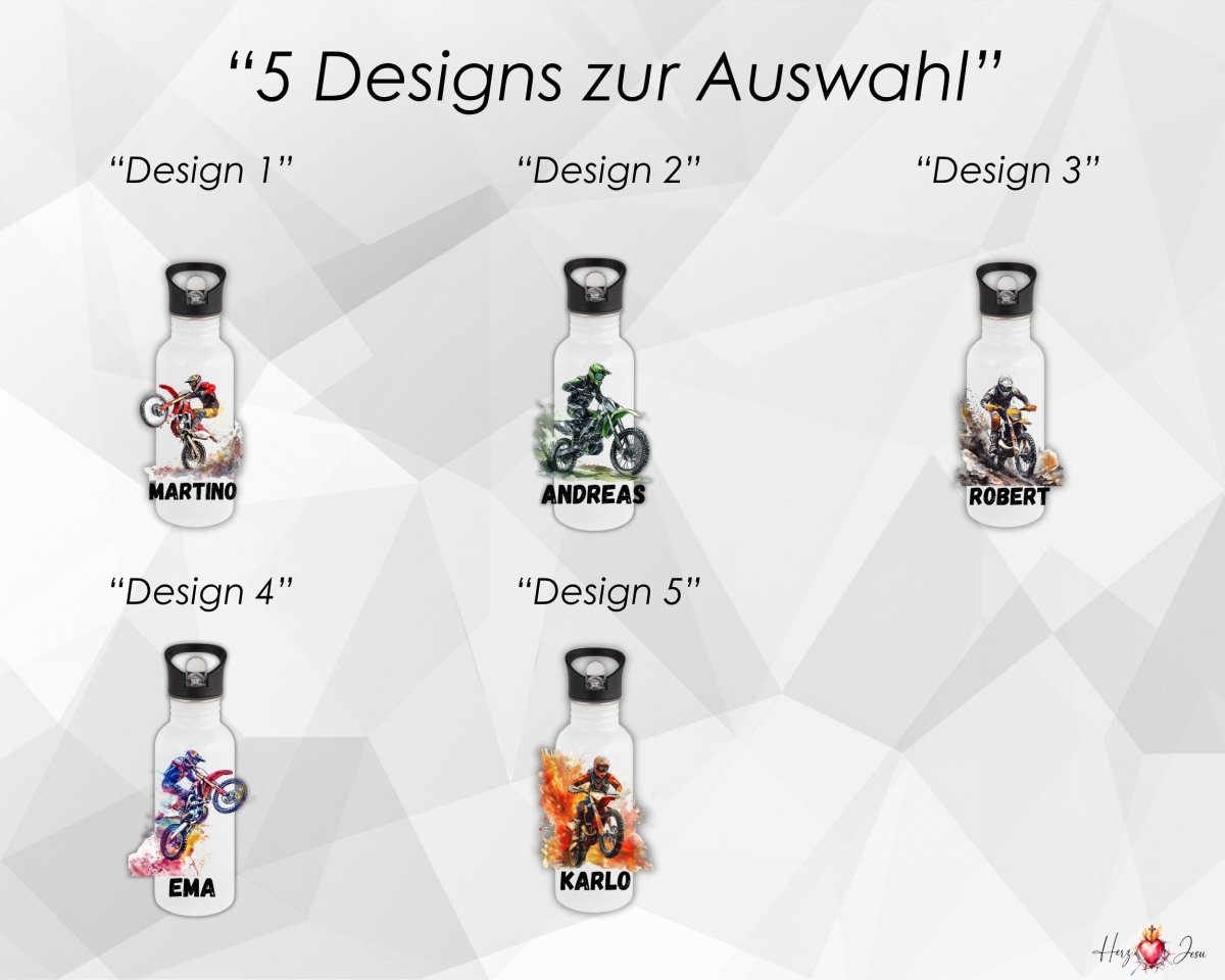 Personalisierte Trinkflasche mit Namen Thermobecher Geburtstag Motorcross_0030E - Herz Jesu