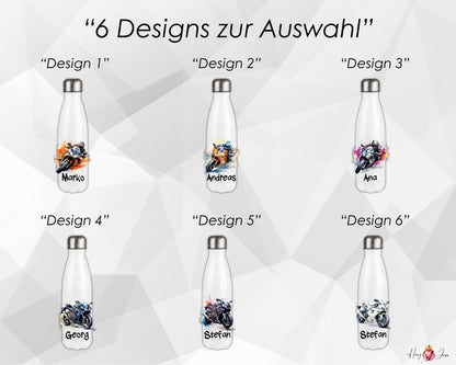Personalisierte Trinkflasche mit Namen Thermobecher Geburtstag Motorrad_0023E - Herz Jesu