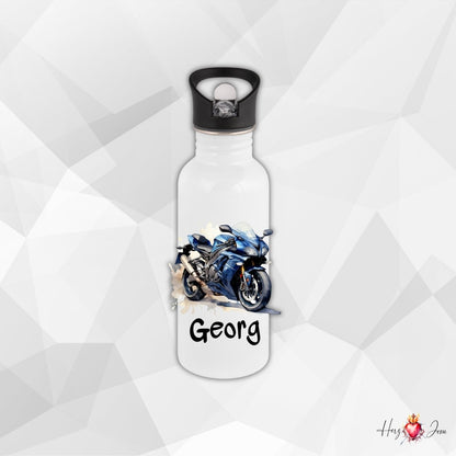Personalisierte Trinkflasche mit Namen Thermobecher Geburtstag Motorrad_0023E - Herz Jesu