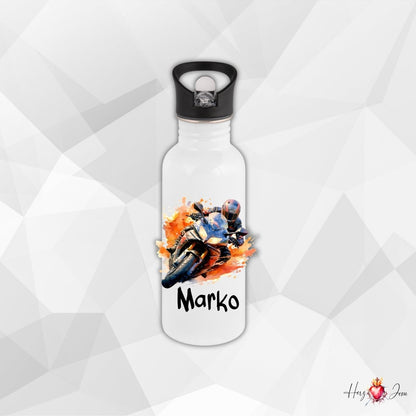 Personalisierte Trinkflasche mit Namen Thermobecher Geburtstag Motorrad_0023E - Herz Jesu