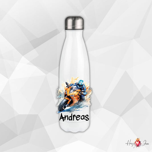 Personalisierte Trinkflasche mit Namen Thermobecher Geburtstag Motorrad_0023E - Herz Jesu
