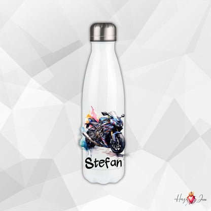 Personalisierte Trinkflasche mit Namen Thermobecher Geburtstag Motorrad_0023E - Herz Jesu